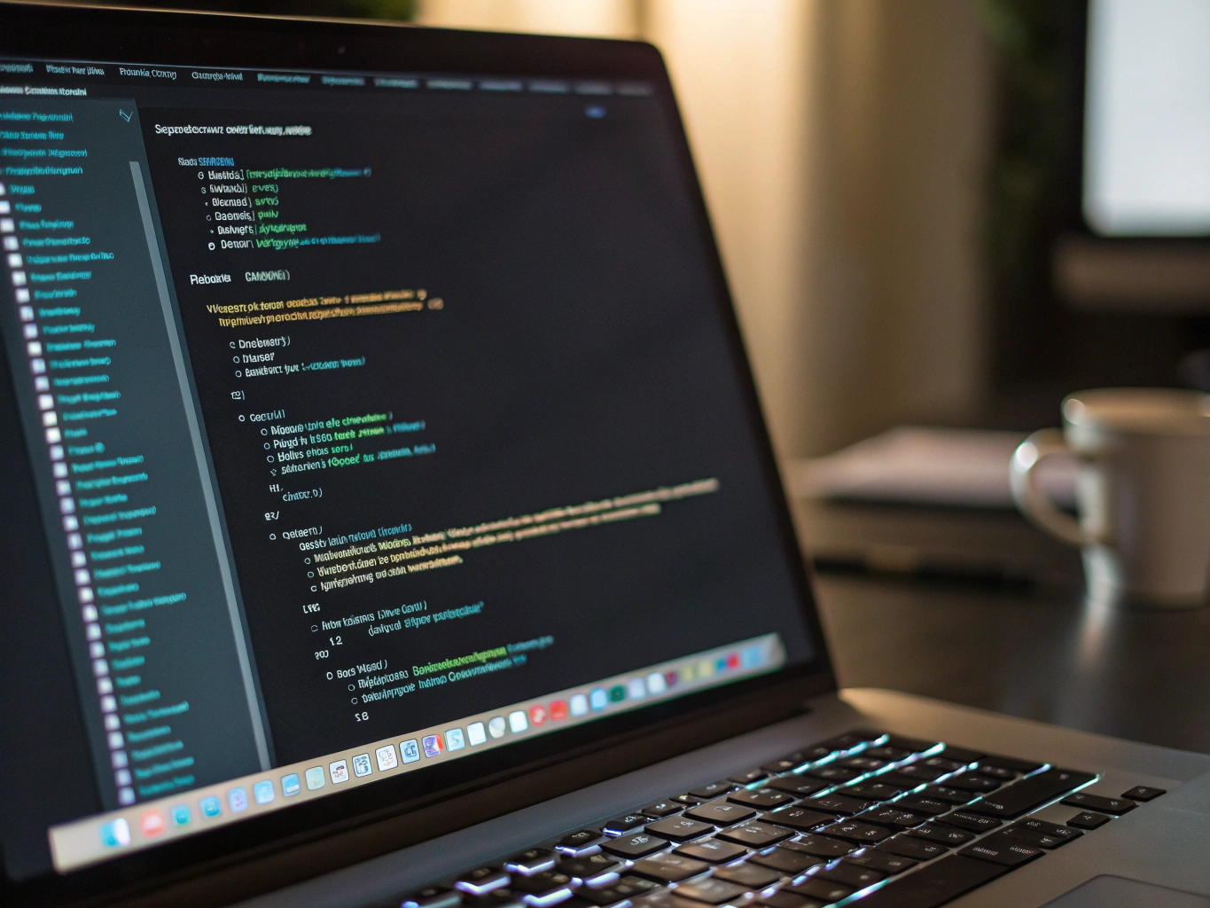 Close up of code and AI prompt interface on a dark screen
